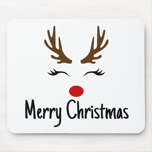 Merry Christmas Reindeer Mouse Mat (Front)