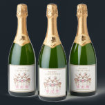 Merry Christmas Reindeer Personalised Name Sparkling Wine Label<br><div class="desc">Merry Christmas Reindeer Festive Party Personalised Name Sparkling Wine Labels Stickers features festive reindeer with pink bows and floral accents with the text "Merry Christmas" in modern gold calligraphy script typography with your personalised name. Perfect personalised gift for Christmas and the holidays for family and friends. Designed by ©2024 Evco...</div>