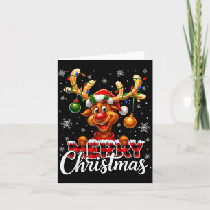 Merry Christmas Reindeer Plaid Pajamas Xmas Shirts Card