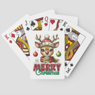 Merry Christmas Reindeer Playing Cards