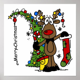 Merry Christmas Reindeer Poster