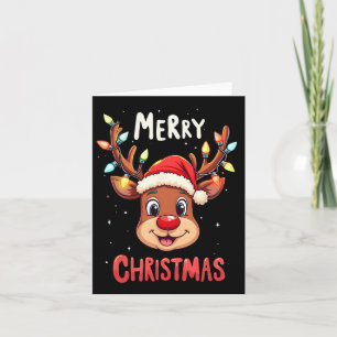 Merry Christmas Reindeer Red Santa Xmas Family Men Card