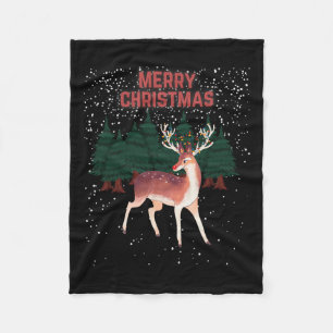Merry Christmas Reindeer Rudolph Tangled Christmas Fleece Blanket