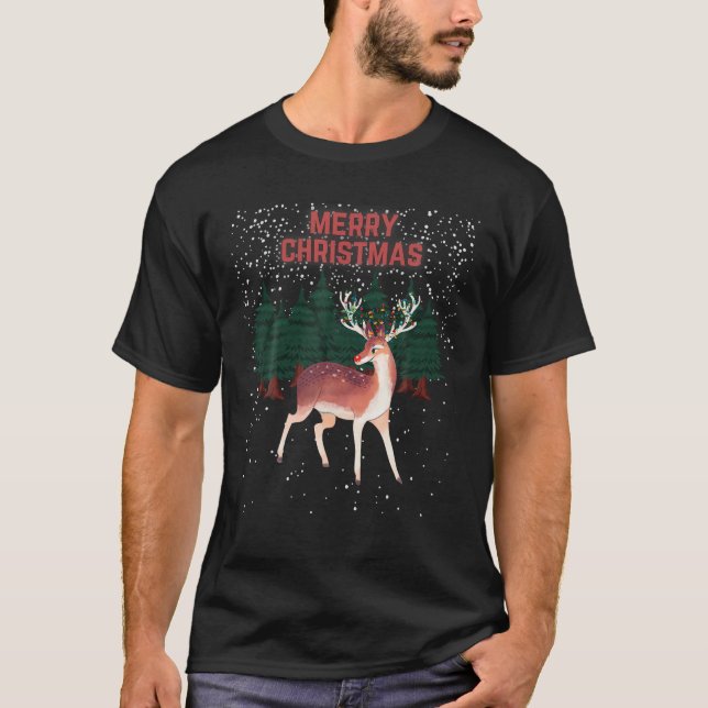 Merry Christmas Reindeer Rudolph Tangled Christmas T-Shirt (Front)