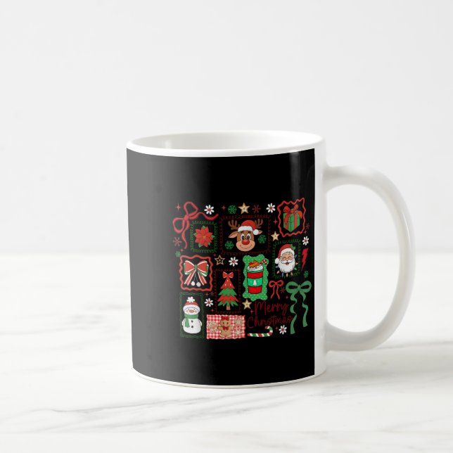 Merry Christmas Reindeer Santa Snowman Coquette Bo Coffee Mug (Right)