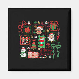 Merry Christmas Reindeer Santa Snowman Coquette Bo Magnet