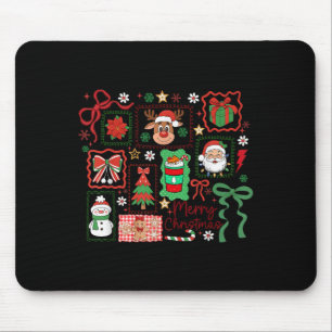 Merry Christmas Reindeer Santa Snowman Coquette Bo Mouse Mat