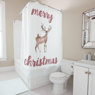 Merry Christmas Reindeer  Shower Curtain