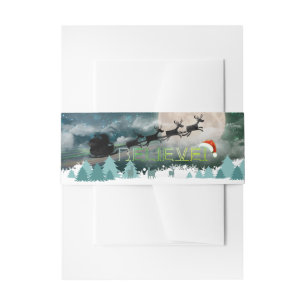 Merry Christmas Reindeer Sleigh Holiday Greetings Invitation Belly Band