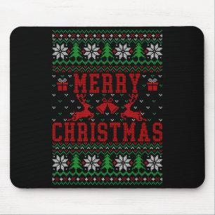 Merry Christmas Reindeer Snowflake Ugly Christmas  Mouse Mat