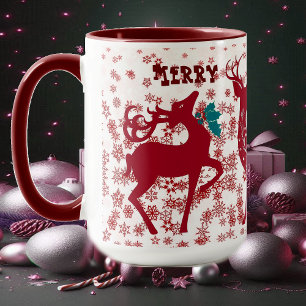 Merry Christmas Reindeer Snowflakes Santa Helpers  Mug