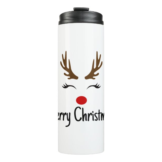 Merry Christmas Reindeer Thermal Tumbler (Front)