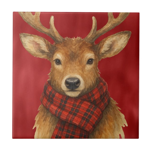 Merry Christmas Reindeer Tile (Front)