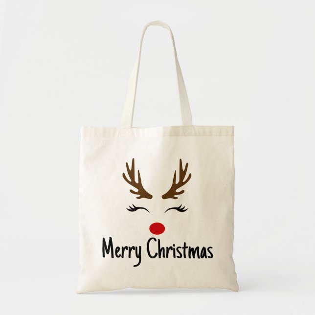Merry Christmas Reindeer Tote Bag (Front)
