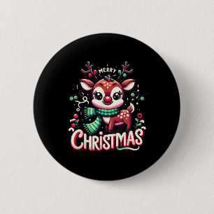 Merry Christmas Reindeer Tree Lights Xmas Family M 6 Cm Round Badge