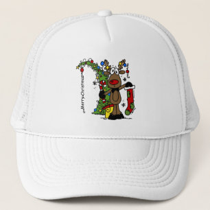 Merry Christmas Reindeer Trucker Hat