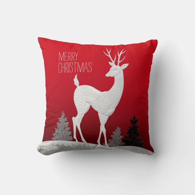 Merry Christmas Reindeer vintage | red Cushion (Front)
