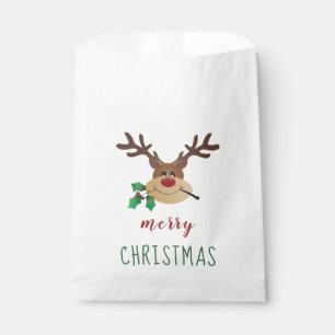 Merry Christmas Reindeer With Mistletoe Favour Bags