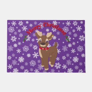 Merry Christmas Reindeer with Snowflakes Doormat