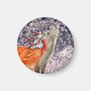 Merry Christmas reindeer with sparkling lights Magnet