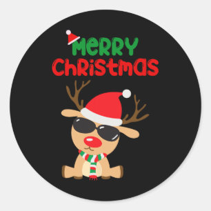 Merry Christmas Reindeer Xmas Family 2024 Men Wome Classic Round Sticker