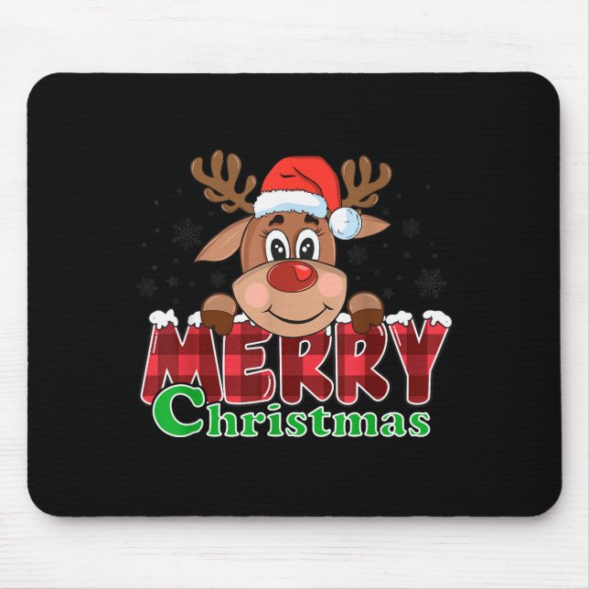 Merry Christmas Reindeer Xmas Family Kids Men Wome Mouse Mat (Front)