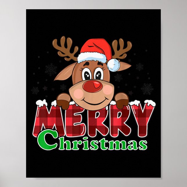 Merry Christmas Reindeer Xmas Family Kids Men Wome Poster (Front)