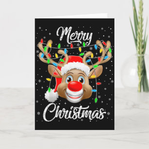 Merry Christmas Reindeer Xmas Family Matching Men Card