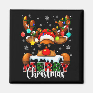 Merry Christmas Reindeer Xmas Family Matching Men Magnet