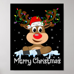 Merry Christmas Reindeer Xmas Family Matching Men Poster