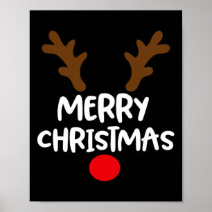 Merry Christmas Reindeer Xmas Family Matching Men Poster