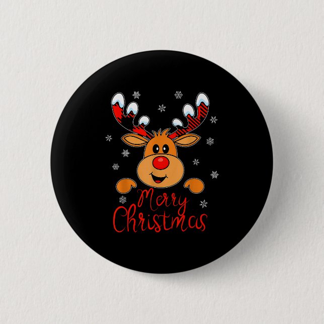 Merry Christmas Reindeer Xmas Family Men Women  6 Cm Round Badge (Front)
