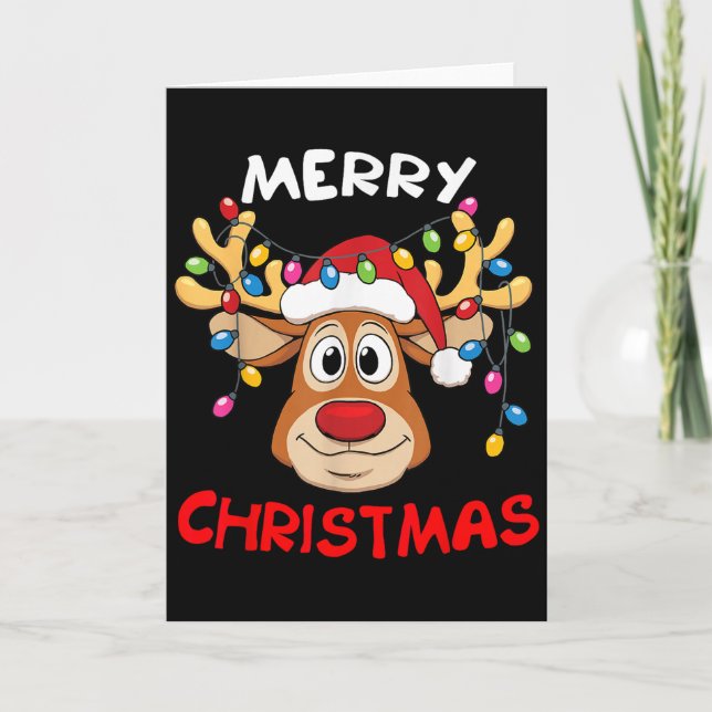 Merry Christmas Reindeer Xmas Family Men Women  Card (Front)