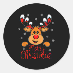 Merry Christmas Reindeer Xmas Family Men Women Classic Round Sticker