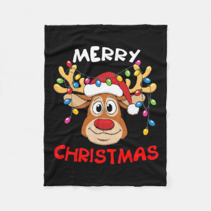 Merry Christmas Reindeer Xmas Family Men Women Fleece Blanket
