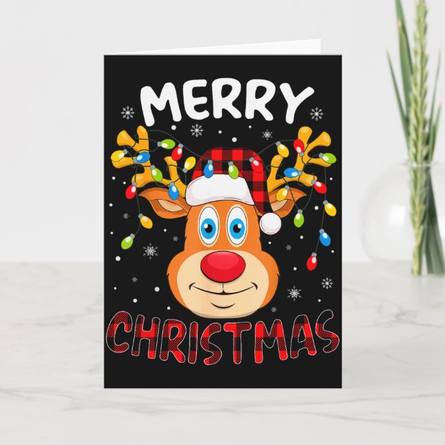 Merry Christmas Reindeer Xmas Family Men Women Kid Card (Front)