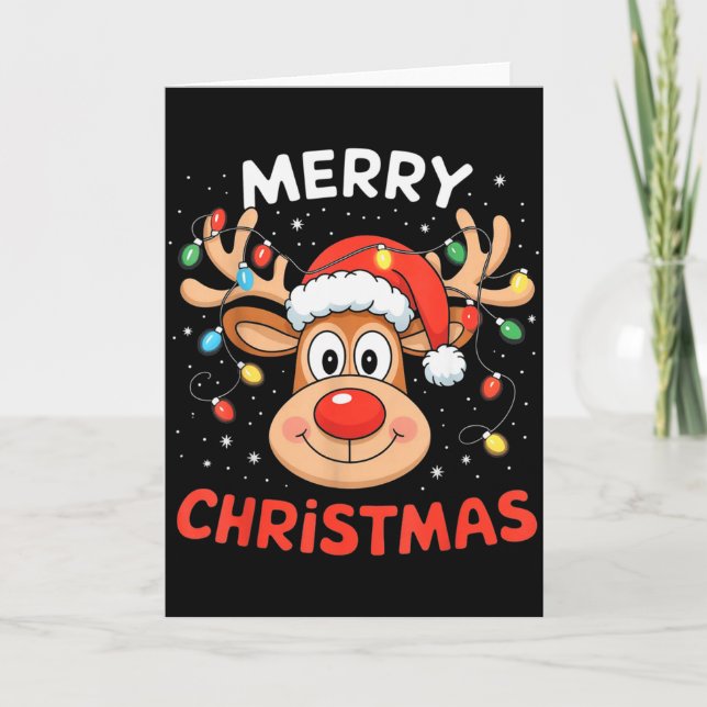 Merry Christmas Reindeer Xmas Family Men Women Kid Card (Front)