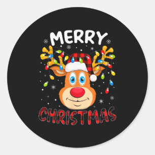 Merry Christmas Reindeer Xmas Family Men Women Kid Classic Round Sticker