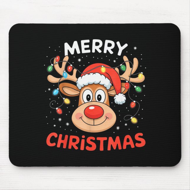 Merry Christmas Reindeer Xmas Family Men Women Kid Mouse Mat (Front)