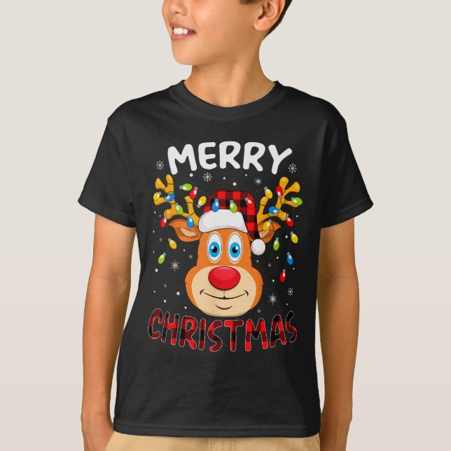 Merry Christmas Reindeer Xmas Family Men Women Kid T-Shirt (Front)