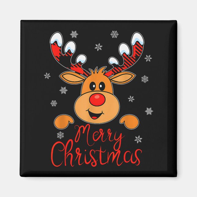 Merry Christmas Reindeer Xmas Family Men Women  Magnet (Front)