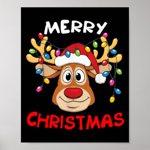Merry Christmas Reindeer Xmas Family Men Women Poster
