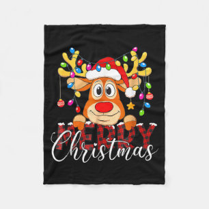 Merry Christmas Reindeer Xmas Family Pajamas Buffa Fleece Blanket