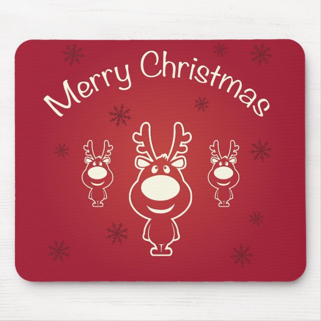 Merry Christmas Reindeers Mouse Mat (Front)
