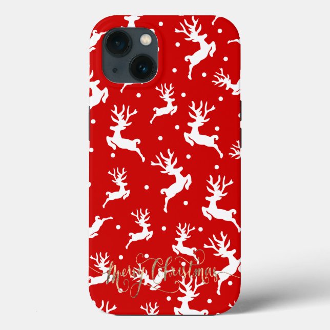 Merry Christmas Reindeers Red  Case-Mate iPhone Case (Back)