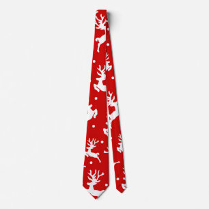 Merry Christmas Reindeers Red Tie