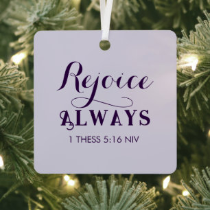 Merry Christmas Rejoice Light Purple Christian Metal Tree Decoration