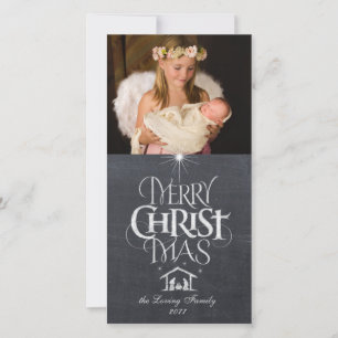 Merry Christmas Religious Chalk Customise Holiday Card