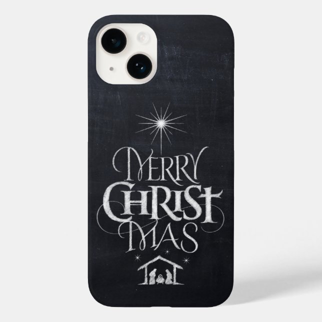 Merry CHRISTmas Religious Chalkboard Calligraphy C Case-Mate iPhone Case (Back)