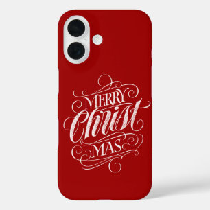 Merry CHRISTmas Religious Chalkboard Calligraphy iPhone 16 Case